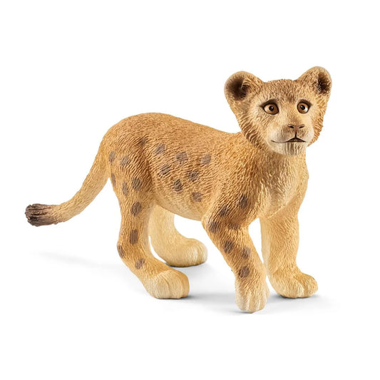 Toy lion cub figure on a white background