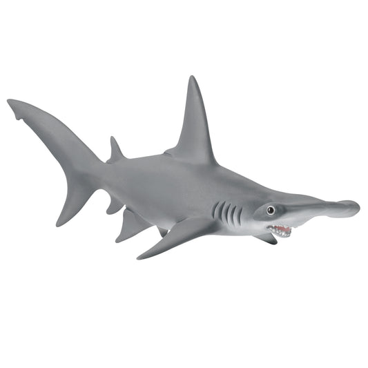 Gray shark toy figure on a white background