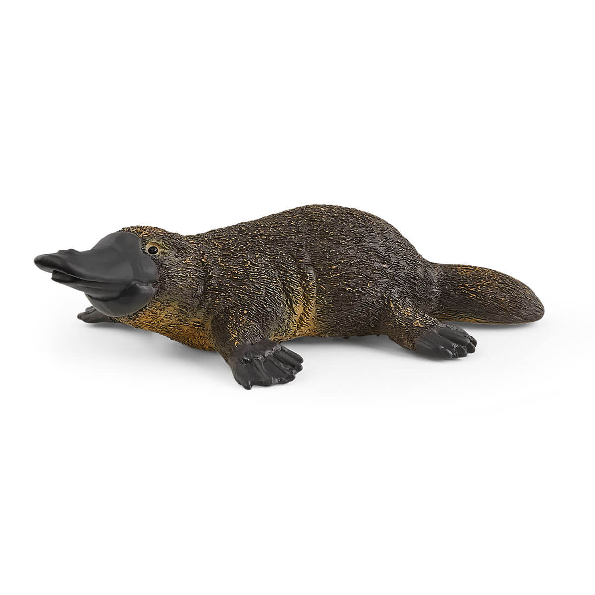 Duck-billed platypus figurine on a white background