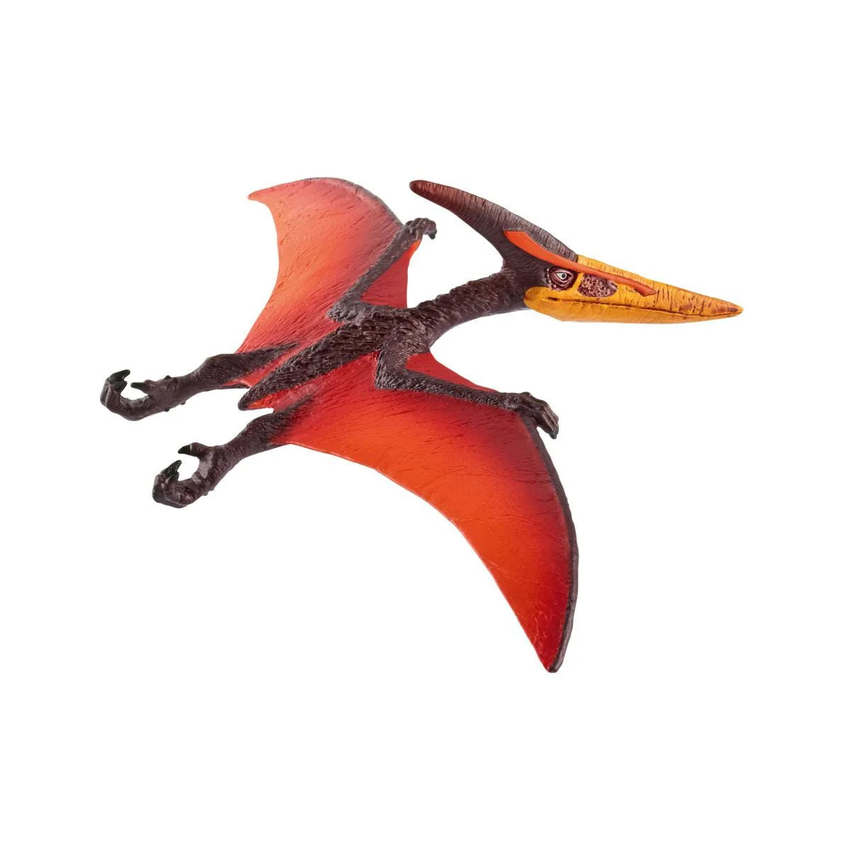 Dinosaur toy figure with red wings on a white background
