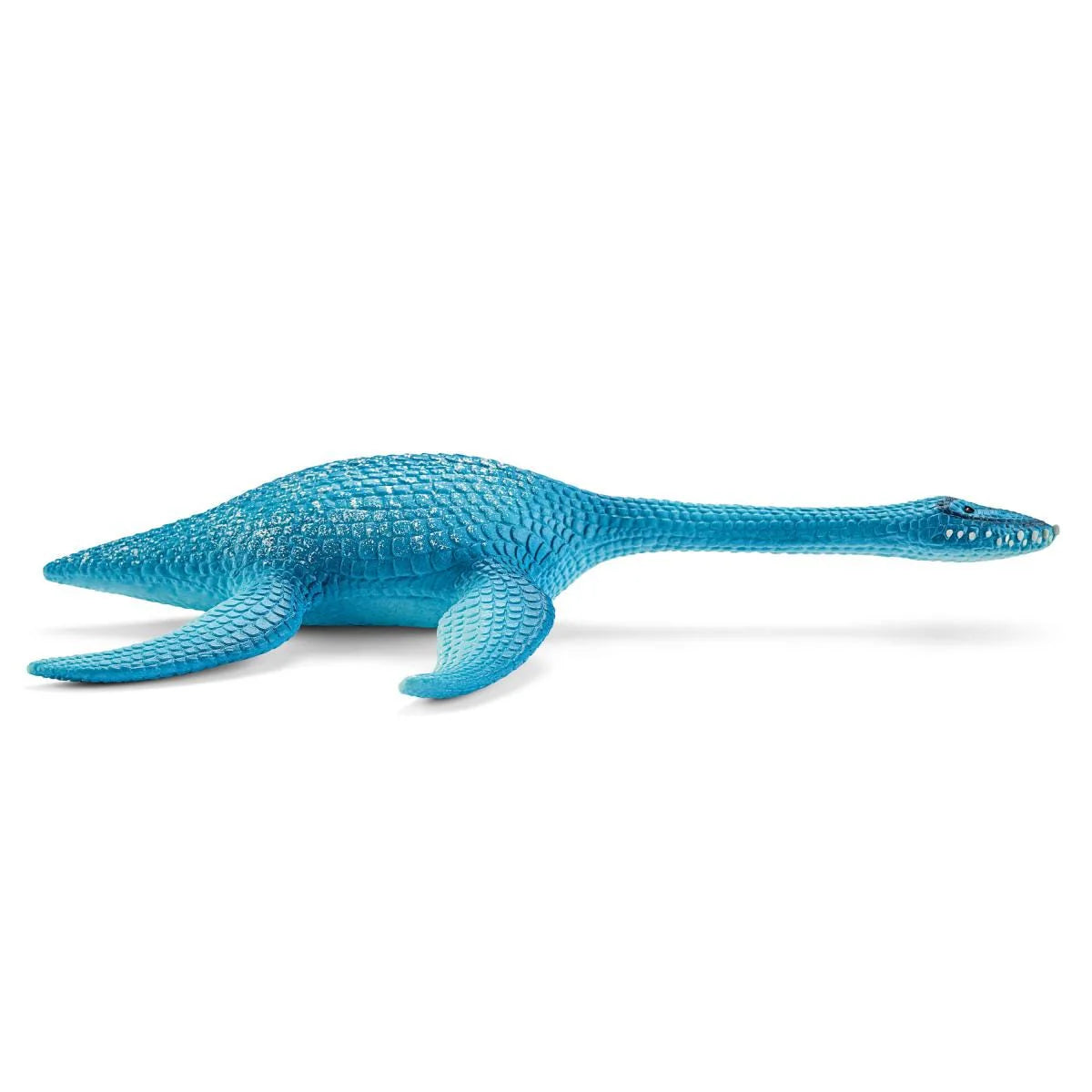 Blue dinosaur toy on a white background