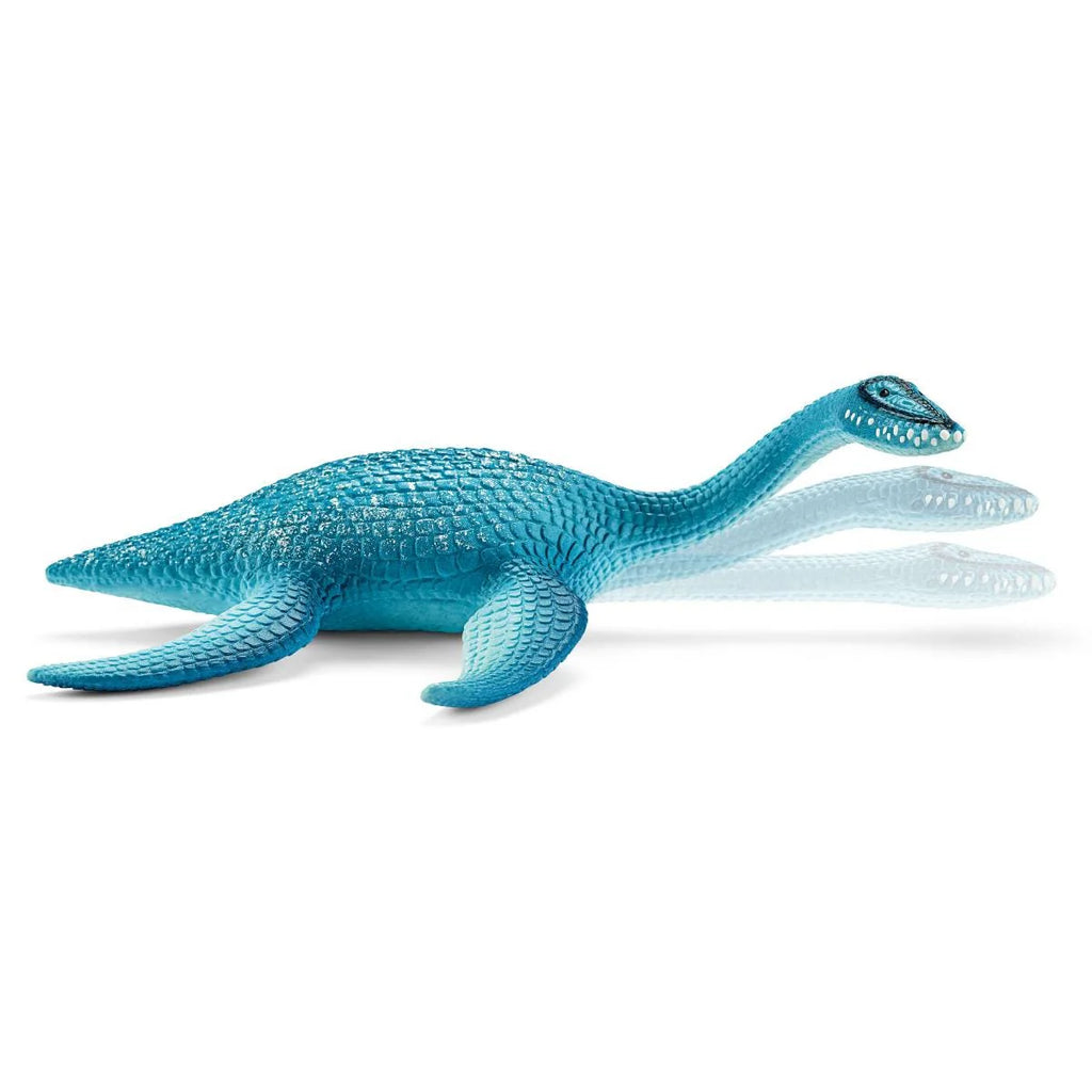 Blue dinosaur toy on a white background