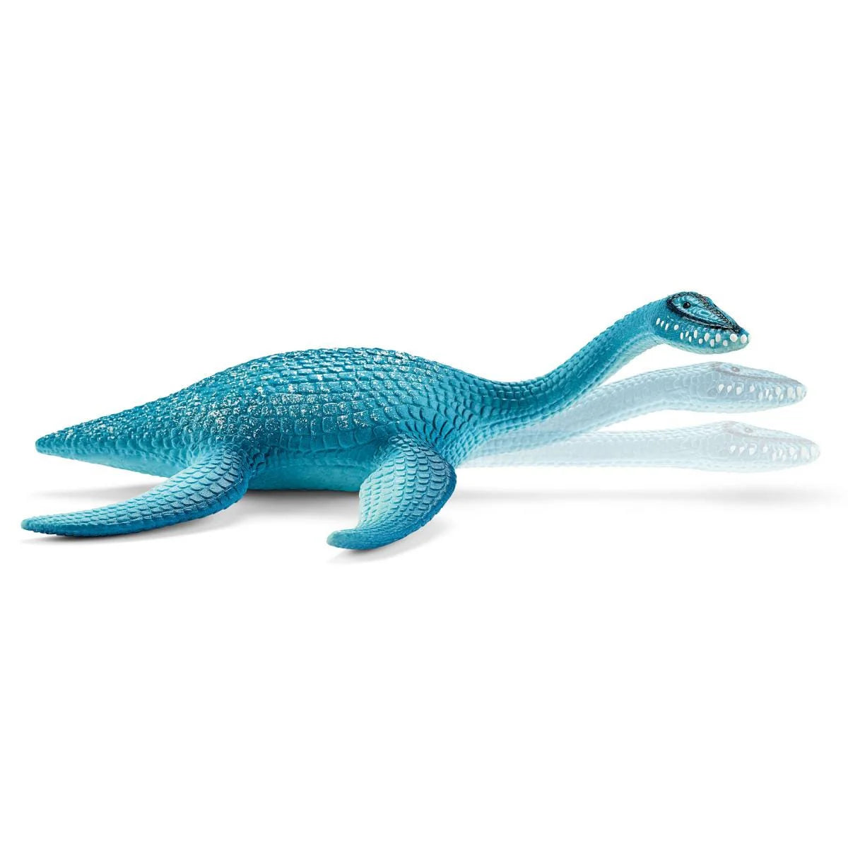 Blue dinosaur toy on a white background