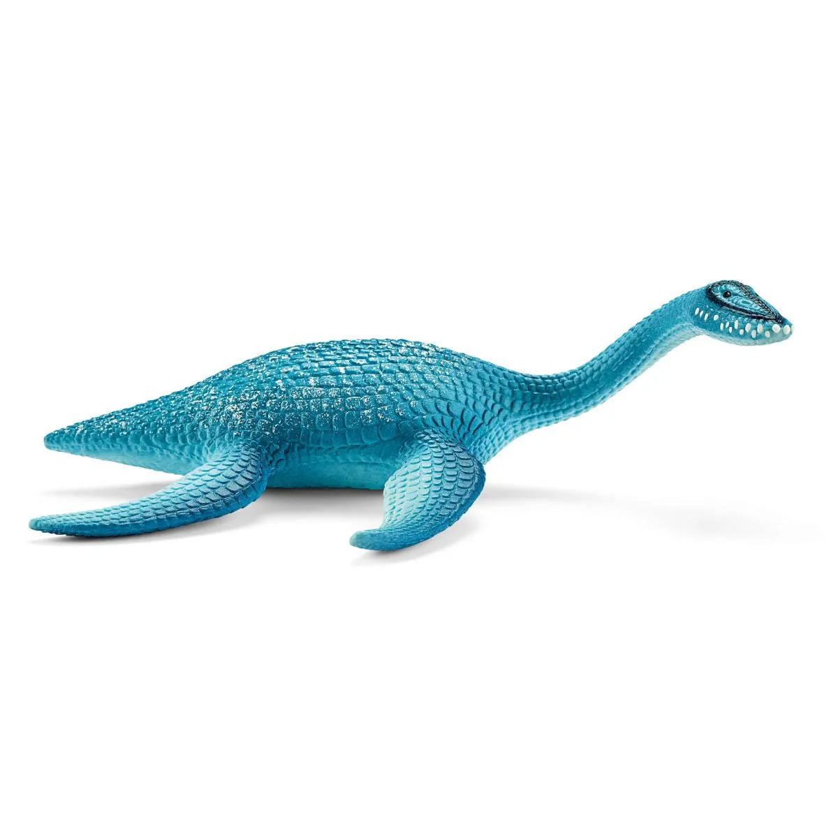 Blue dinosaur toy figure on a white background
