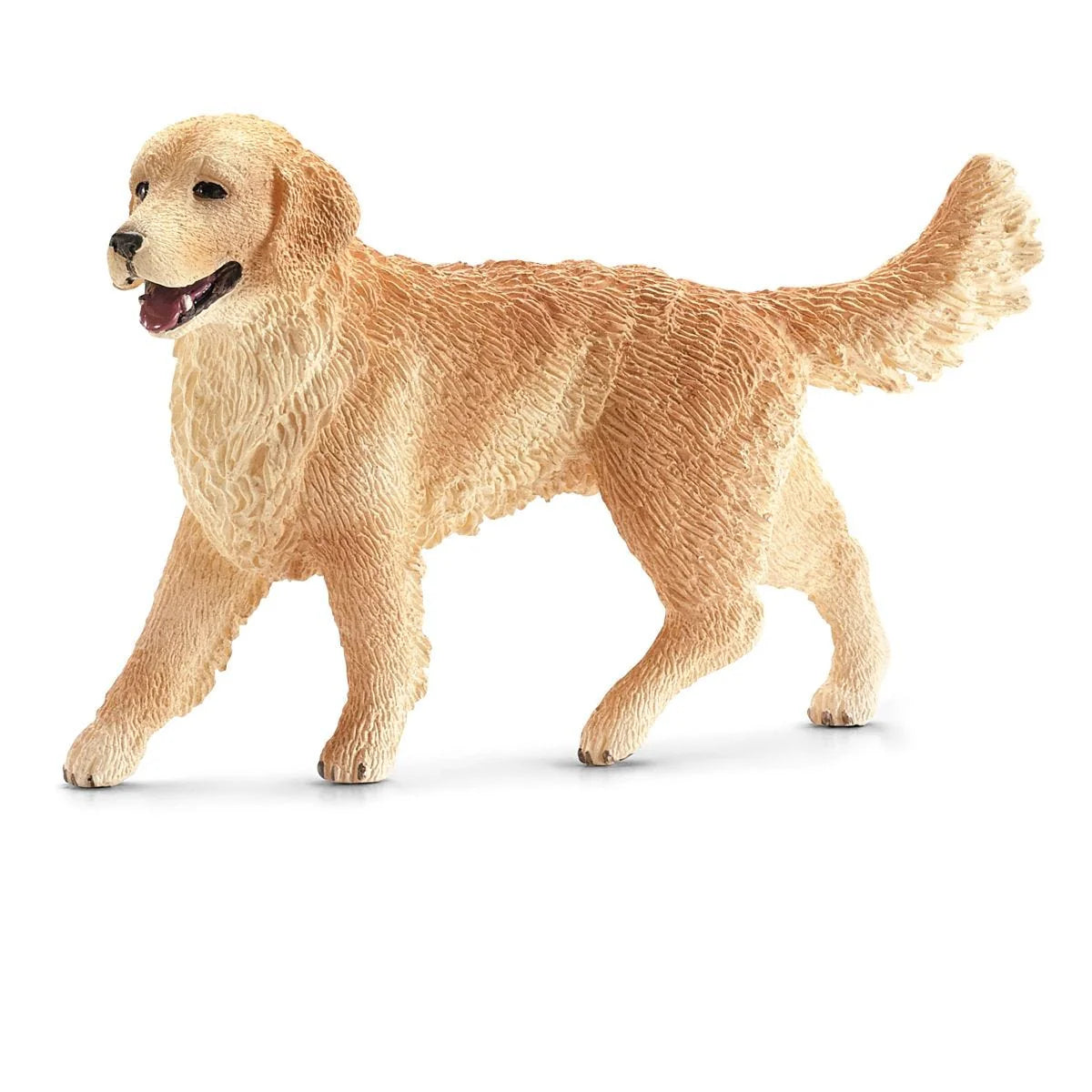 Toy Golden Retriever figure on a white background