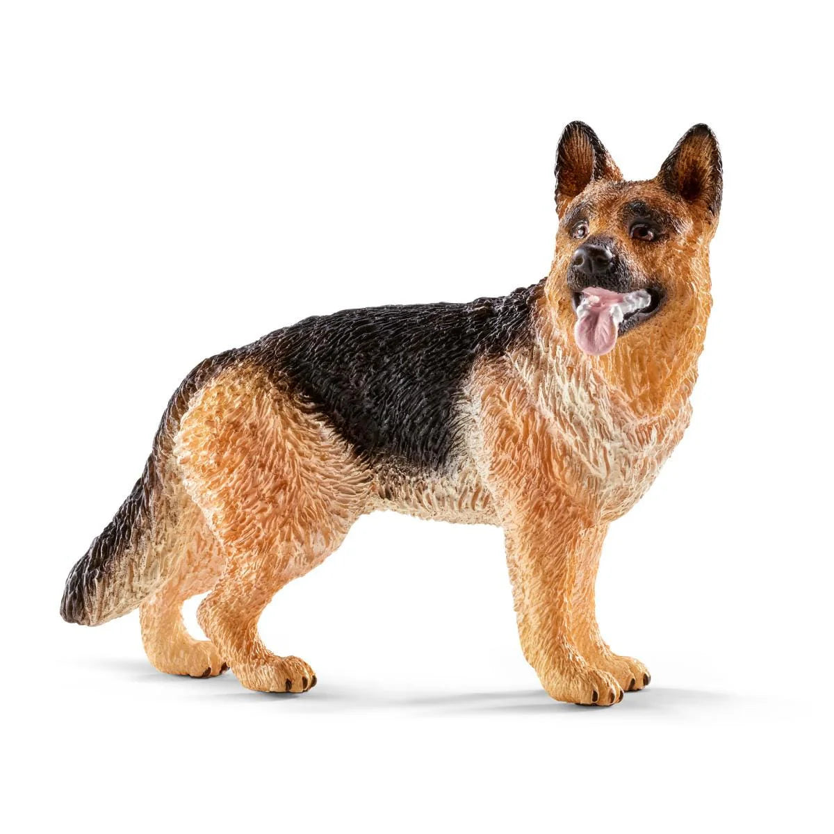 Toy German Shepherd dog figure on a white background