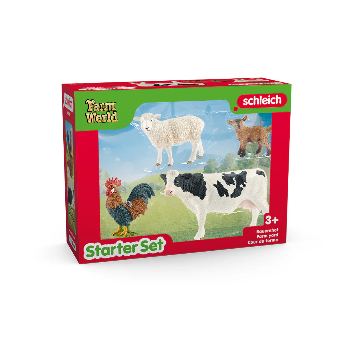 Schleich Farm World starter set packaging with farm animals on a white background