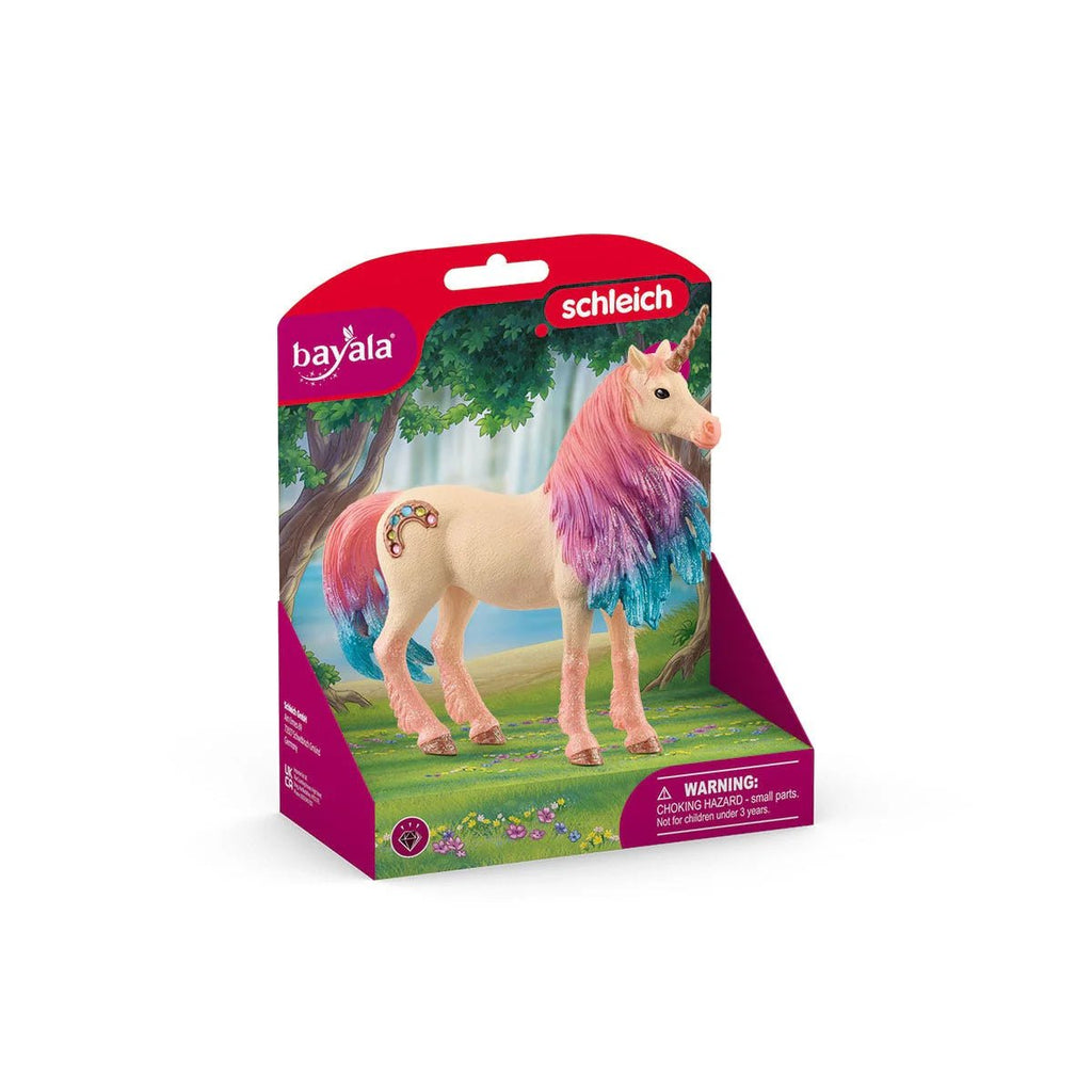 Schleich unicorn toy figure packaging with Bayala branding on a white background