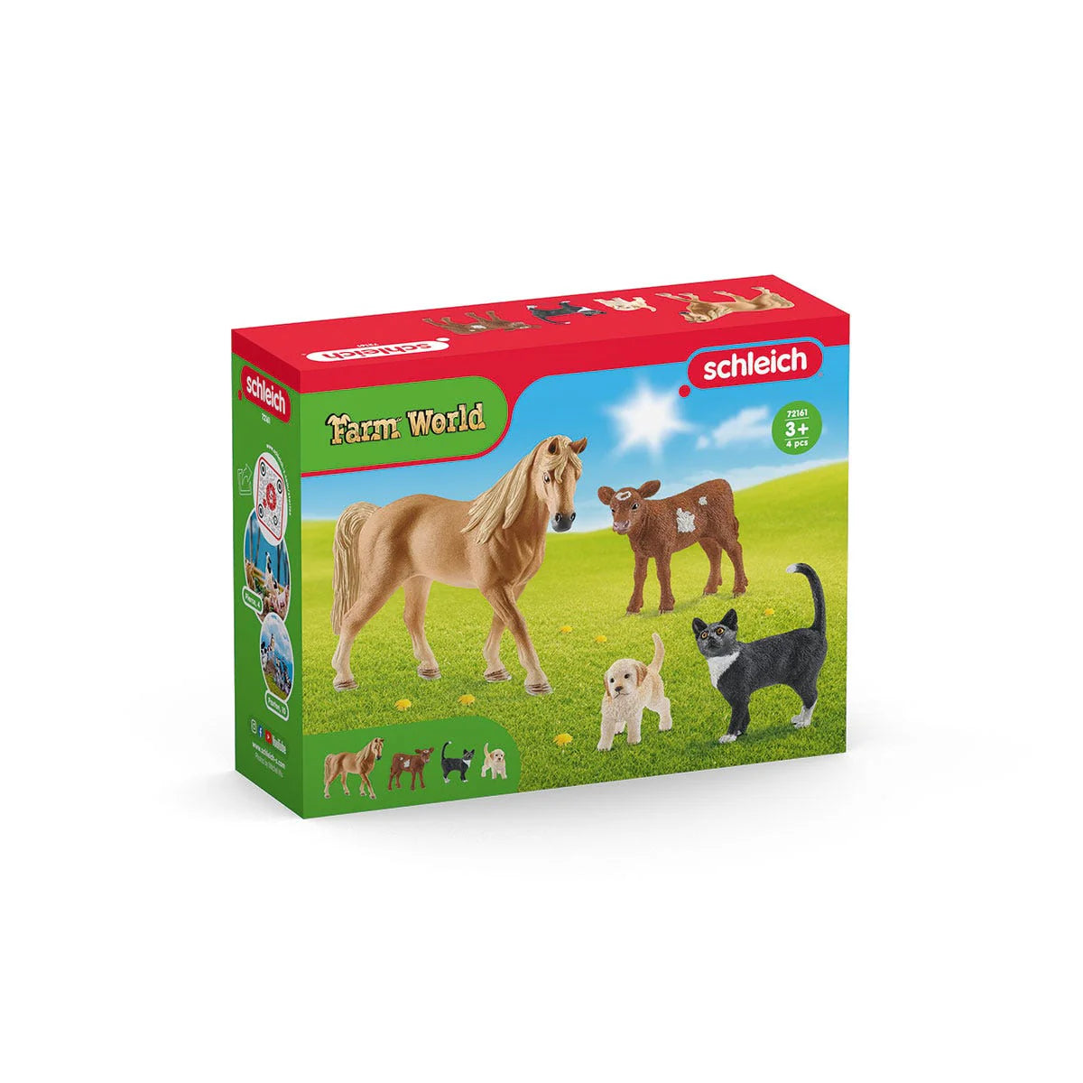 Schleich Farm World toy set packaging with animals on a grassy field