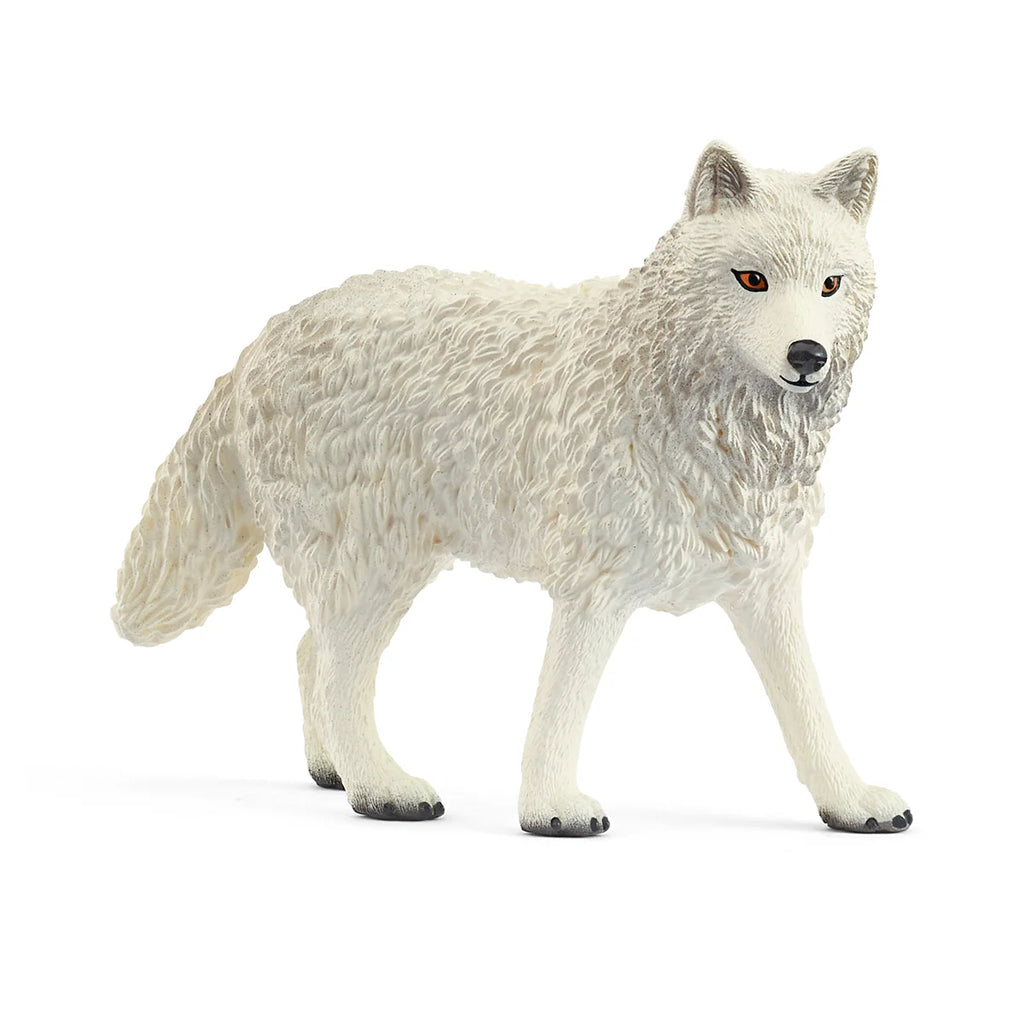 White wolf figurine on a white background