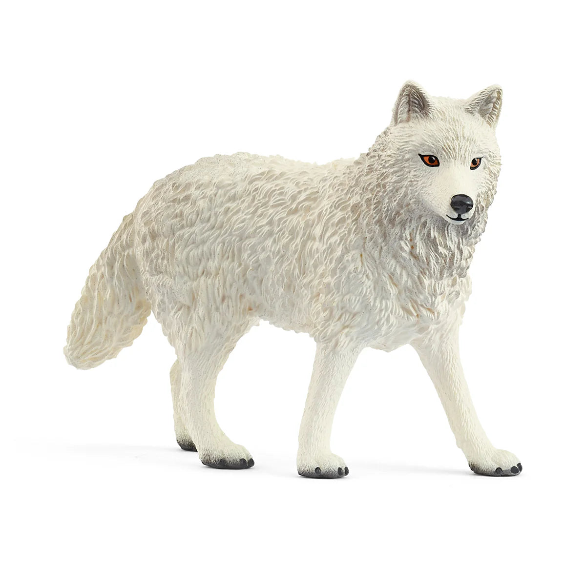 White wolf figurine on a white background