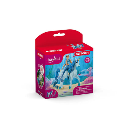 Schleich bayala toy packaging with a unicorn and rider on a white background