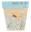 Pack of forget-me-not seeds with a bee illustration on a cardboard envelope.