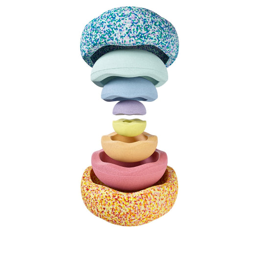 Stapelstein Balance Stepping Stones - Original + Inside Combination, Set of 8, Rainbow Pastel from Australia