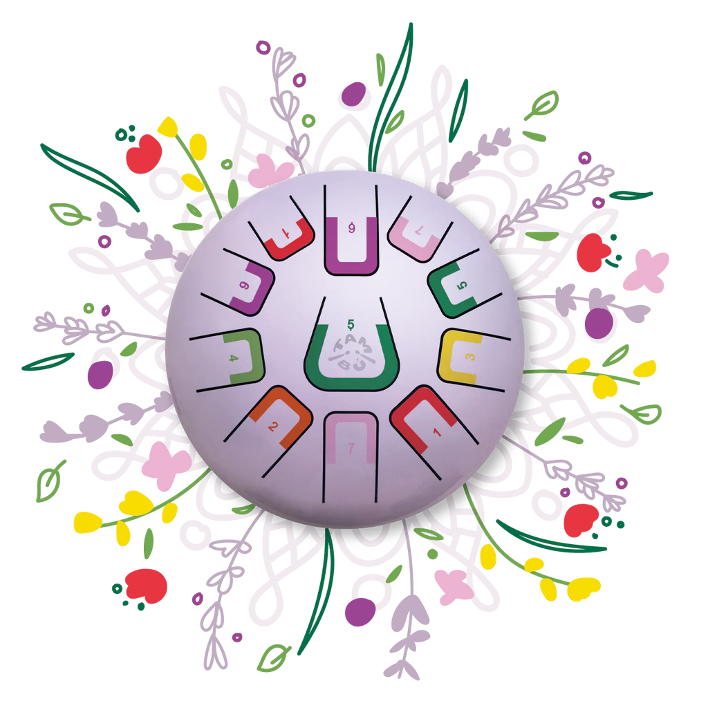 Circular design with colorful icons on a white background