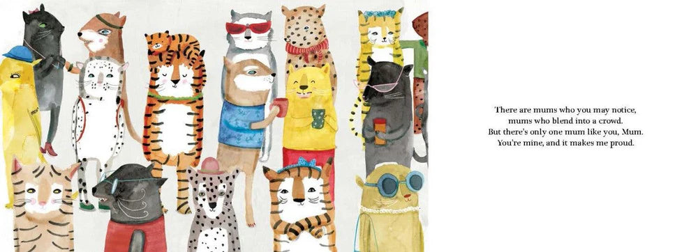 Illustrated book page with animal characters wearing sunglasses and hats.