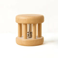Wooden baby rattle on a white background
