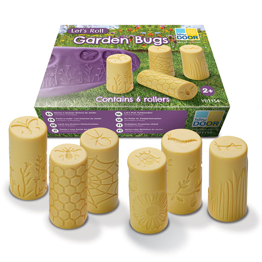 Garden Bugs roller set with packaging on a white background