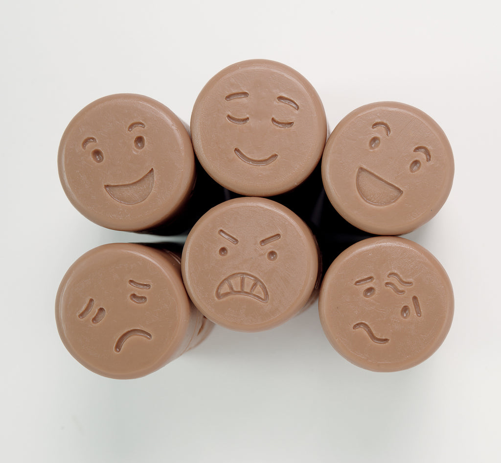 Emotions face stamps on a white background