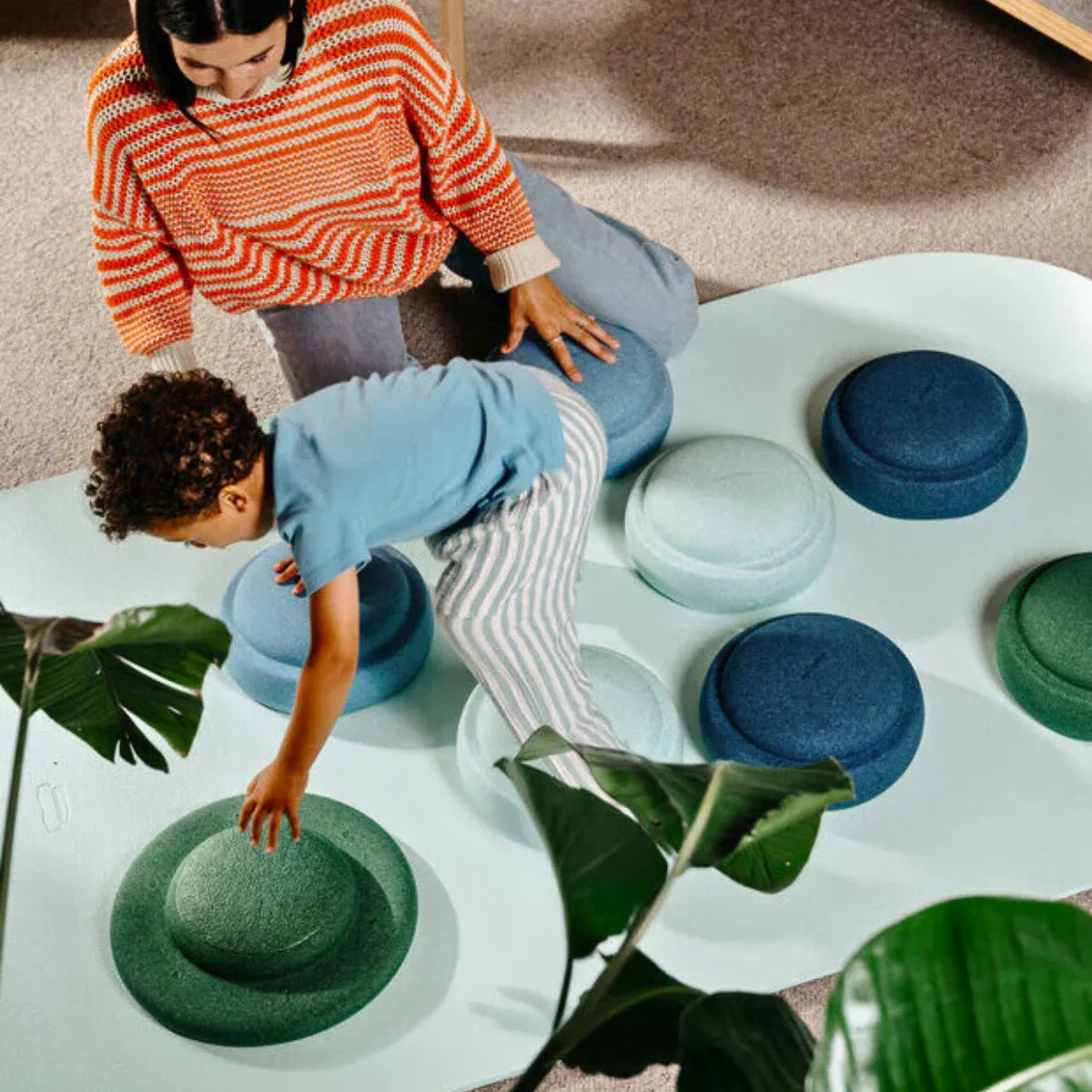 Stapelstein | Stepping Stones - Original + Board Combo (Set of 8, Waters + Greens)